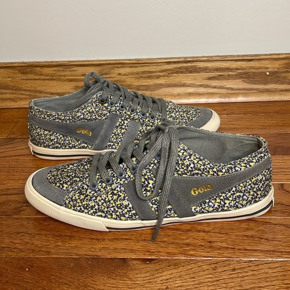 GOLA Olive Green Liberty Art Fabrics Sz  7 Women's Colorful Sneakers Art To Wear - Picture 8 of 10